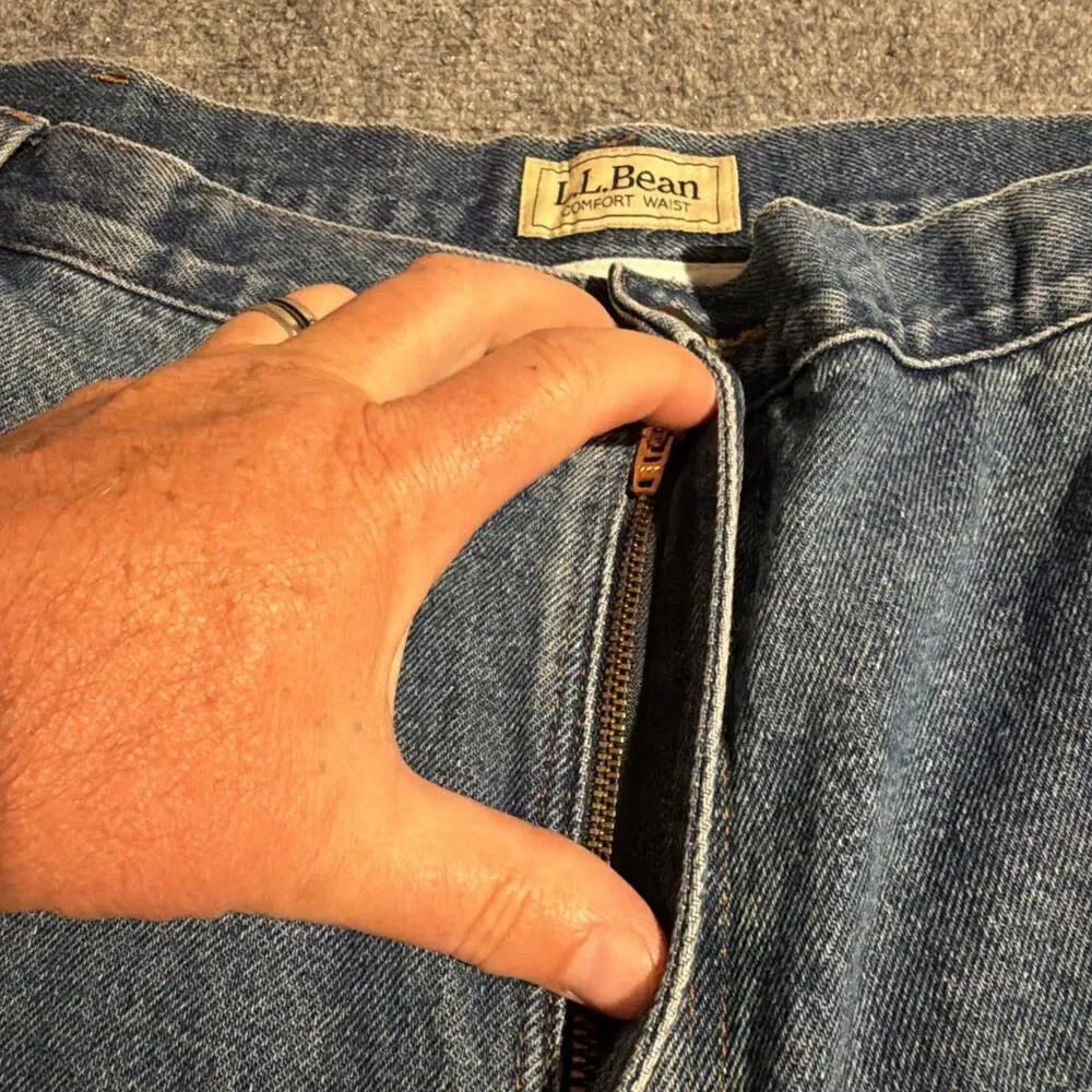 Vintage L.L. Bean Denim Jeans Mens Size 46x29 Blue Straight Cotton Made Mexico